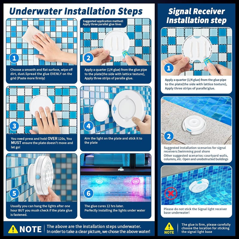 HOMLY Rechargeable Submersible Pool Lights with Wireless APP Control, Waterproof Underwater Smart LED Lights Controlled Multiple Lighting Modes, 4000mAh Magnets Lights for Multi Scene Pool Decoration - Image 4